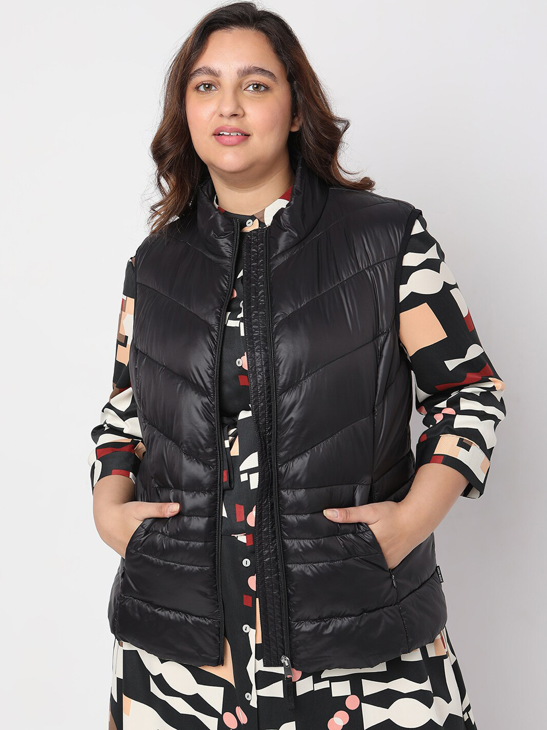 

VERO MODA CURVE Stand Collar Puffer Jacket, Black