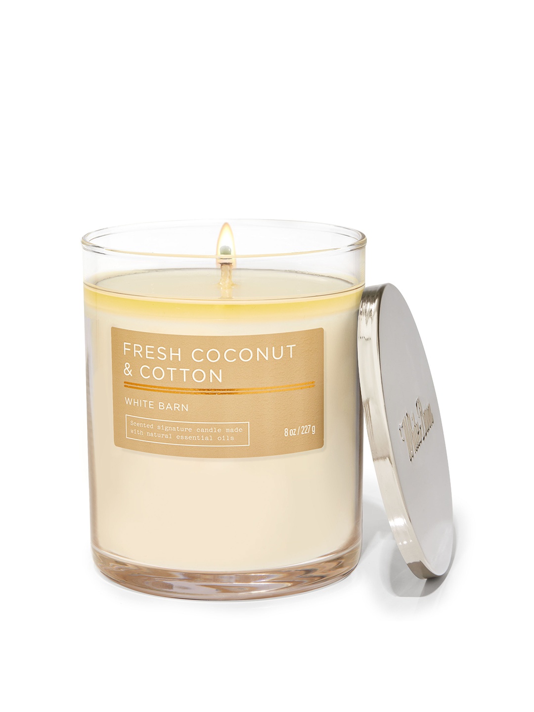 

Bath & Body Works Fresh Coconut & Cotton Signature Single Wick Candle - 227 g, Pink