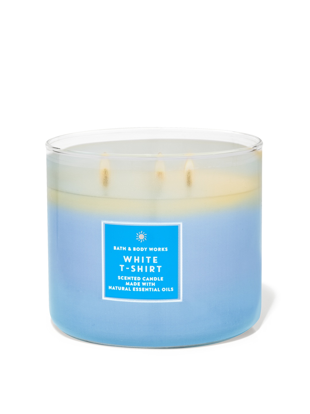 

Bath & Body Works White T-Shirt Scented 3-Wick Candle with Essential Oils - 411g, Blue
