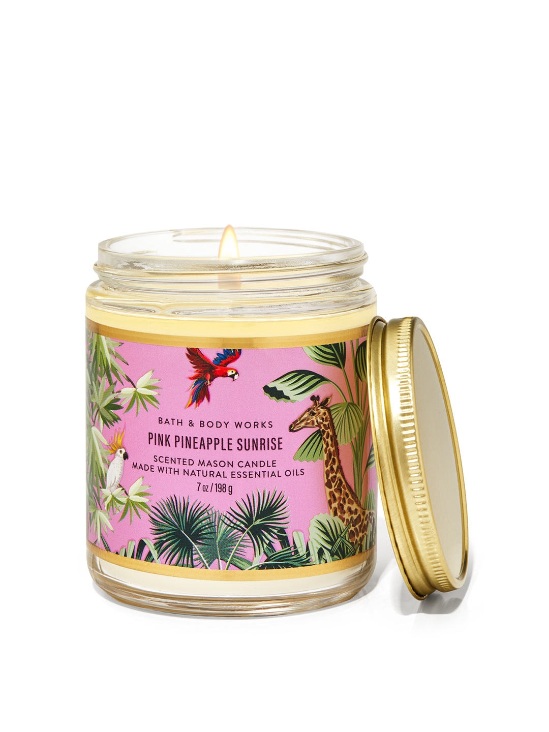 

Bath & Body Works Pink Pineapple Sunrise Mason Single Wick Scented Candle - 198g