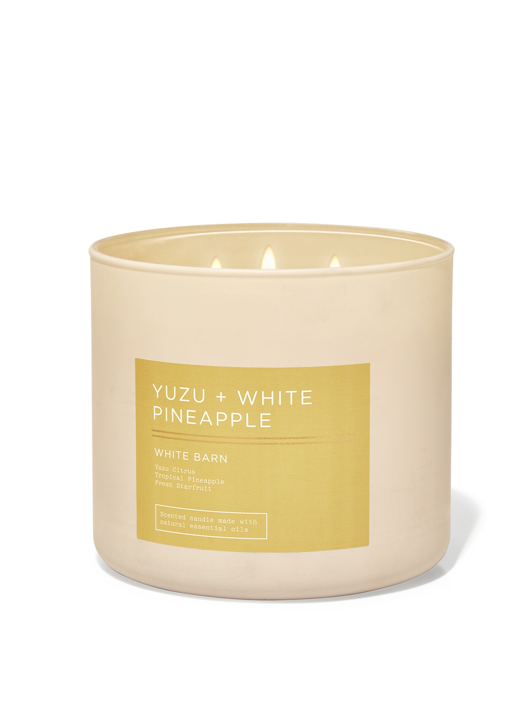 

Bath & Body Works Yuzu & White Pineapple Scented 3-Wick Candle with Essential Oils - 411g, Off white