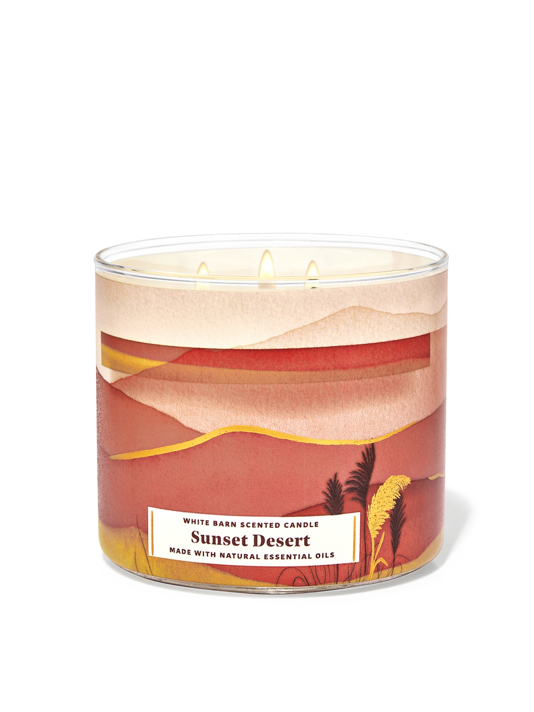 

Bath & Body Works Sunset Desert Scented 3-Wick Candle with Essential Oils - 411g, Pink