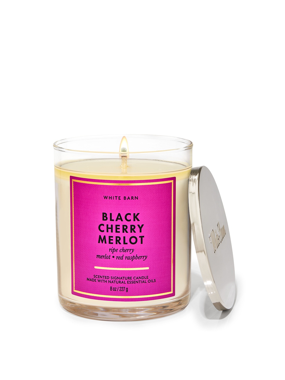 

Bath & Body Works Black Cherry Merlot Signature Single Wick Scented Candle - 227g, Pink