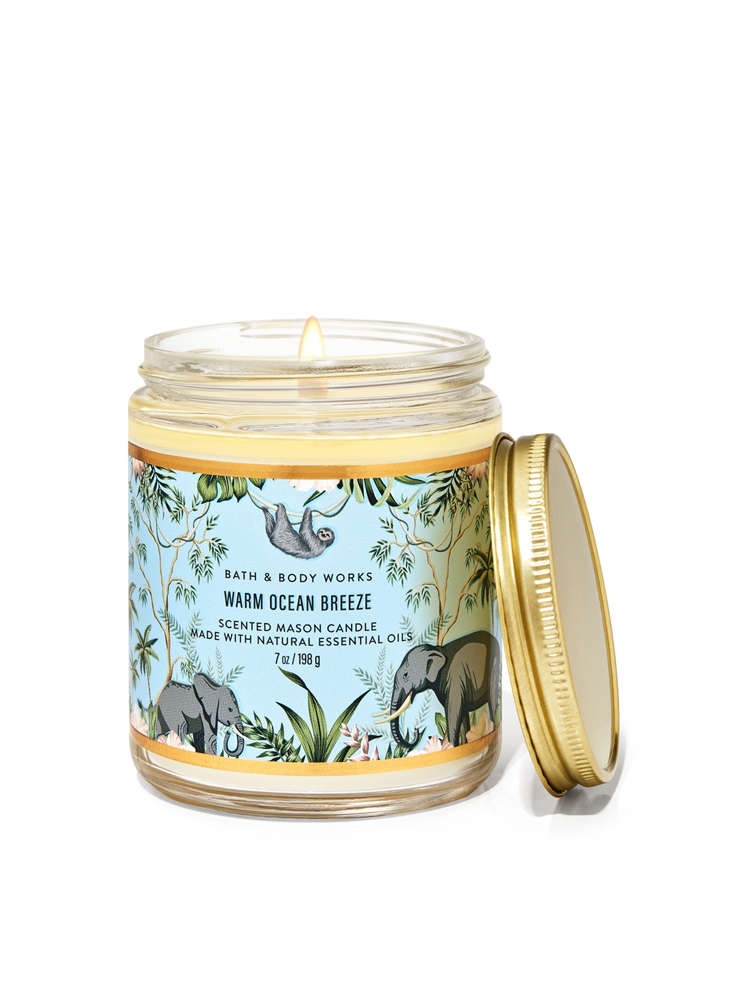 

Bath & Body Works Warm Ocean Breeze Scented Mason Single Wick Candle - 198 g, Blue