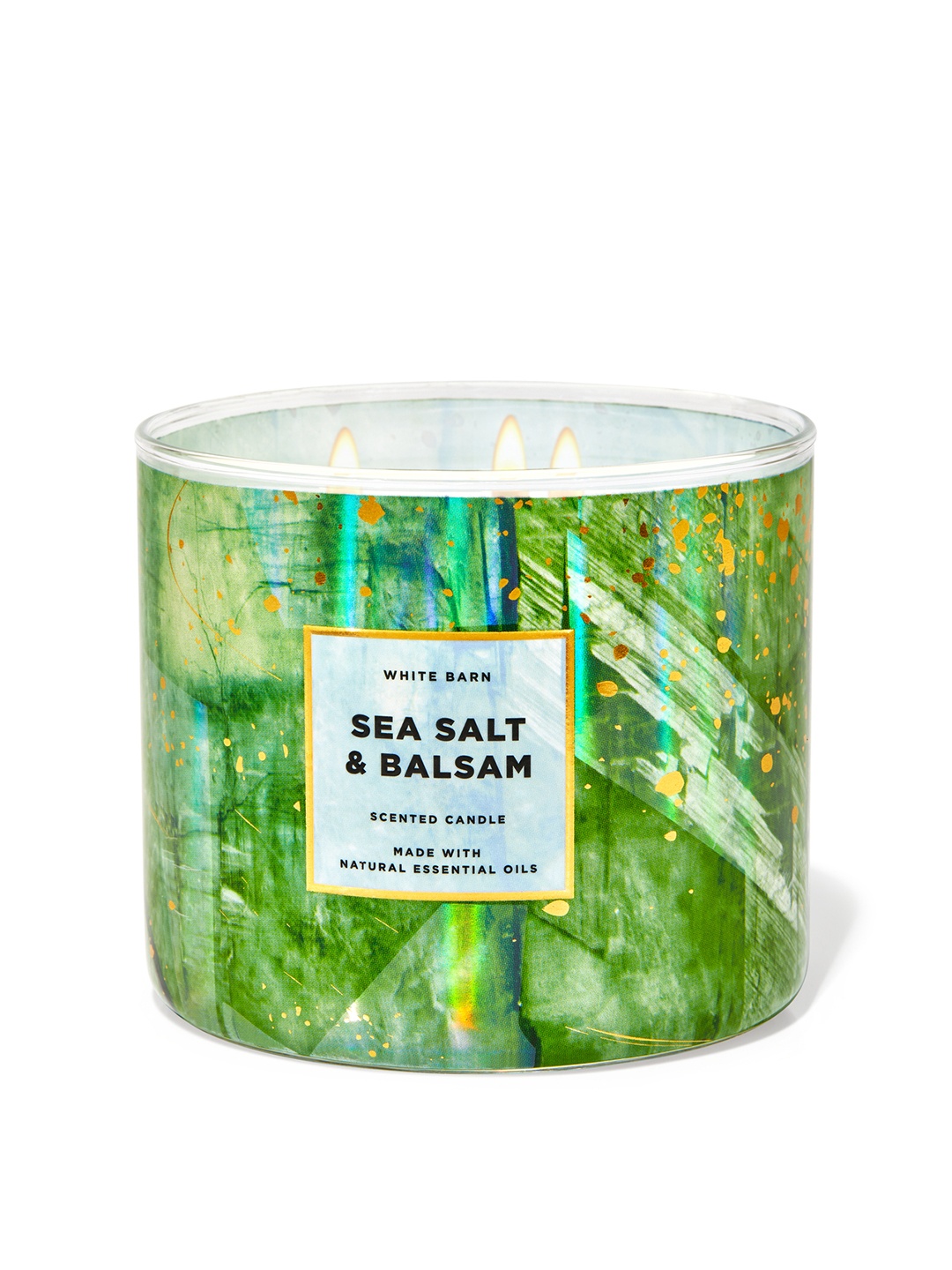 

Bath & Body Works White Barn Sea Salt & Balsam 3-Wick Scented Candle - 411g, Green