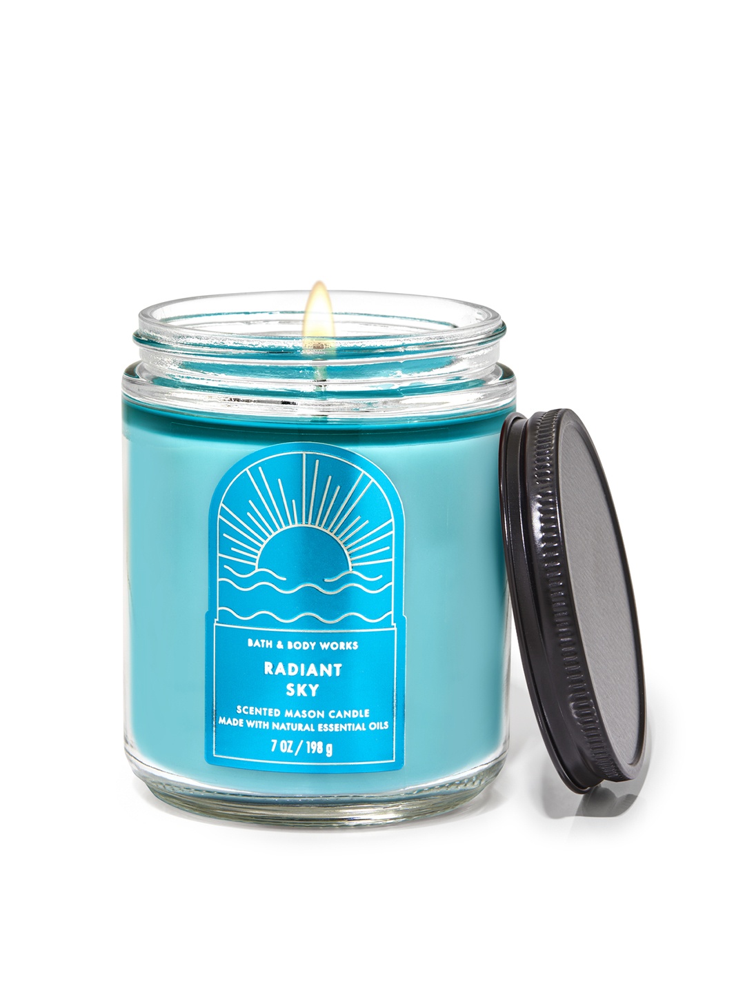 

Bath & Body Works Radiant Sky Scented Mason Single Wick Candle - 198 g, Blue
