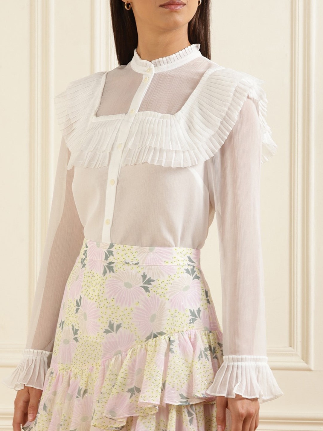 

Ted Baker High Neck Ruffled Detailed Shirt, White