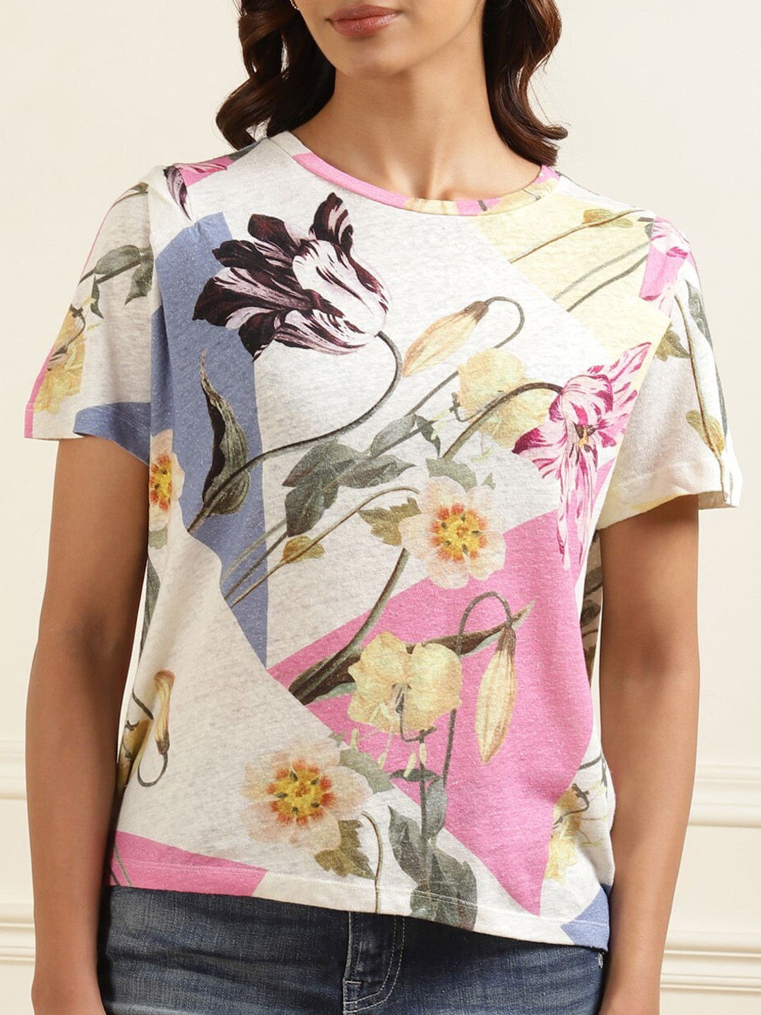 

Ted Baker Floral Printed Cotton T-shirt, White