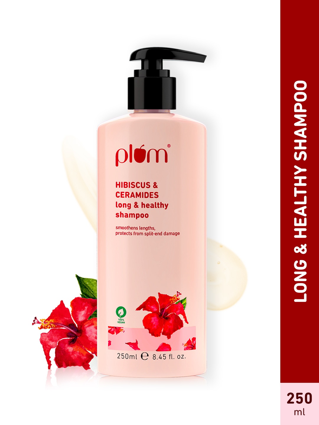 

Plum Hibiscus & Ceramides Long & Healthy Shampoo Prevents Split Ends - 250ml, Pink