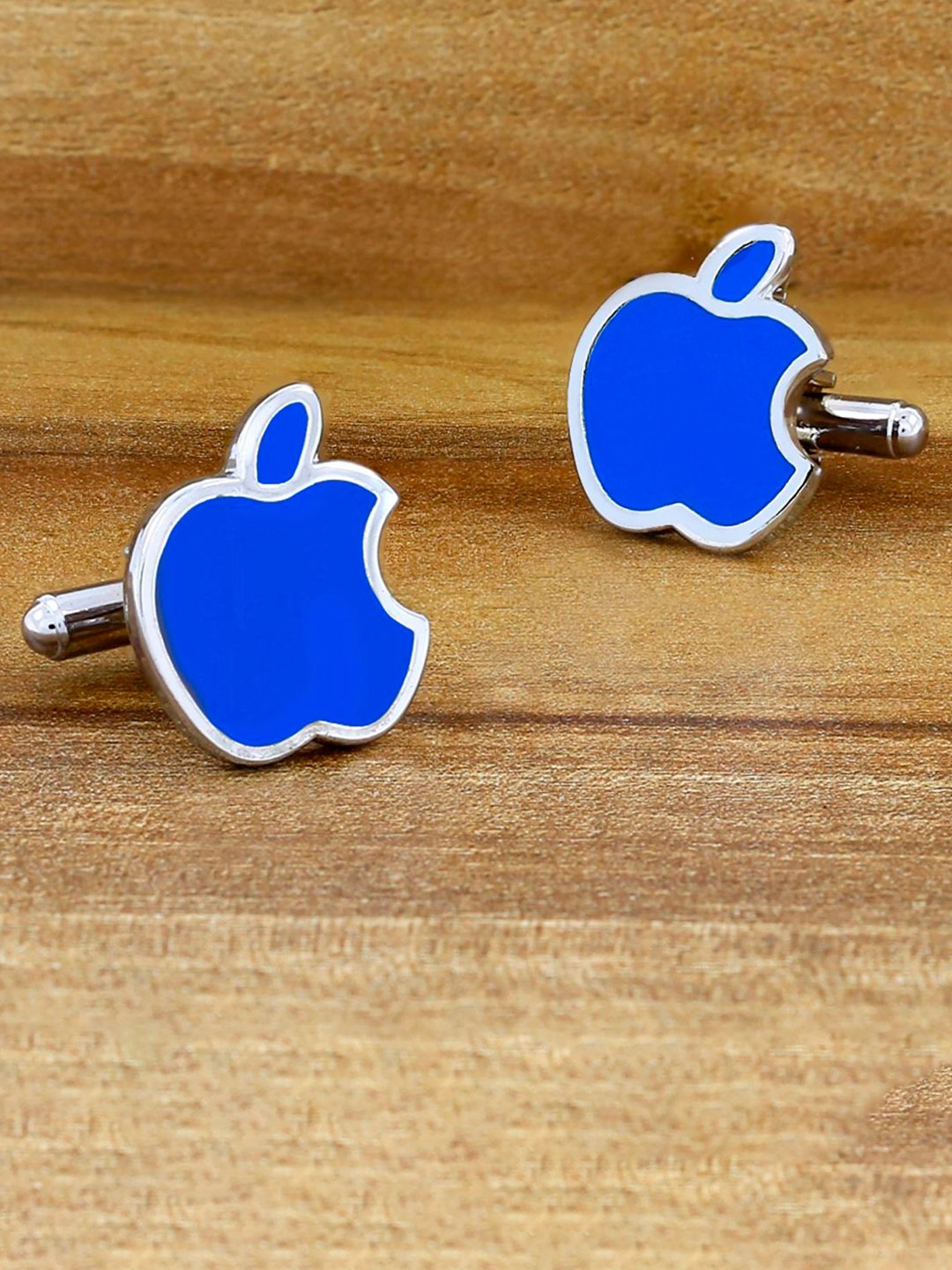 

ZIVOM Blue & Silver-Toned Apple Symbol Formal Shirt Cufflink