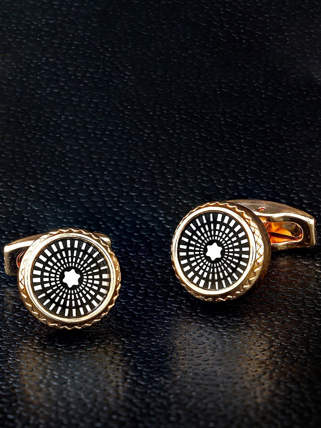 

ZIVOM Rose Gold & Black Round Cufflink