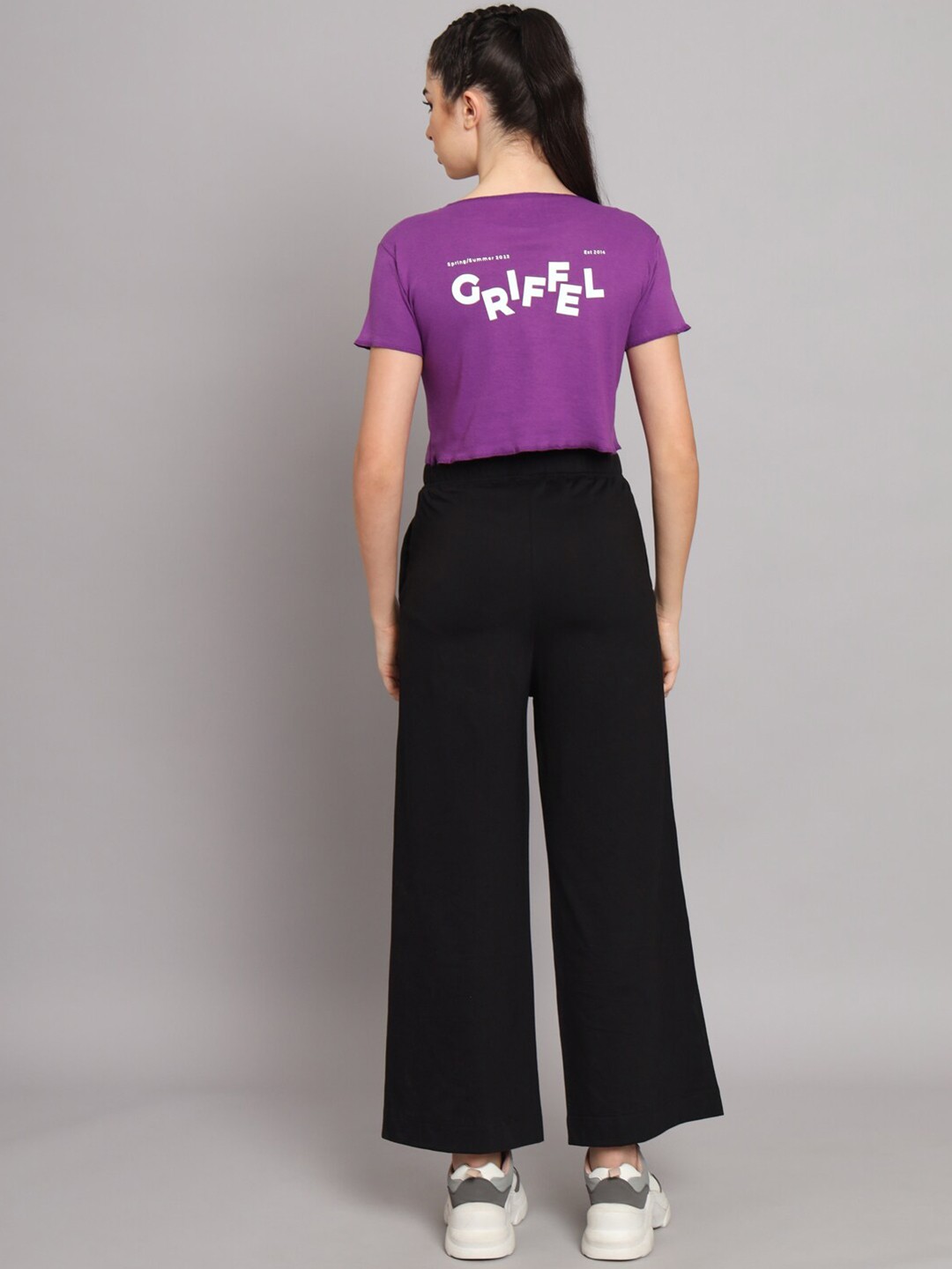

GRIFFEL Typography Printed High-Rise Pure Cotton Tracksuit, Purple