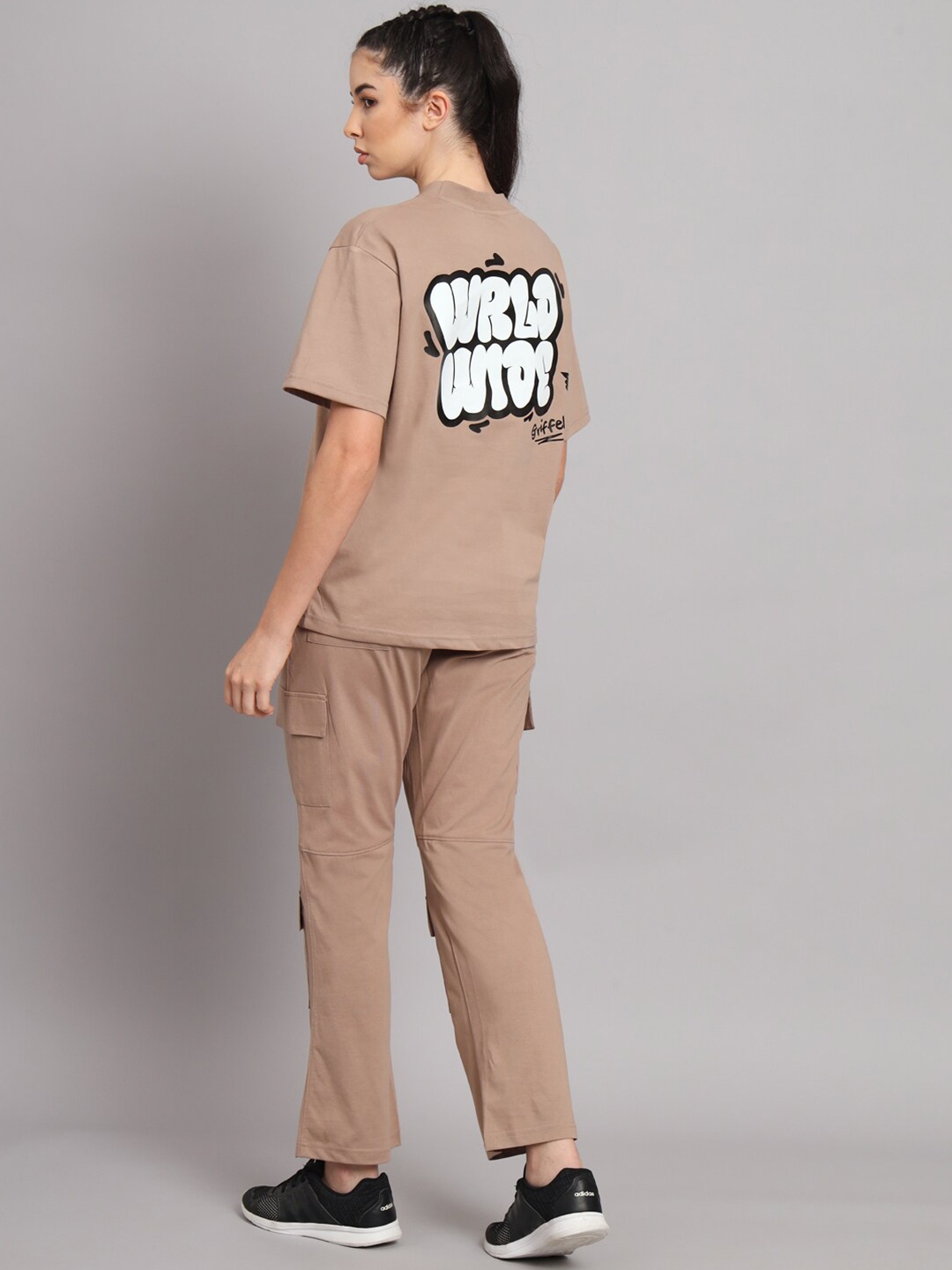 

GRIFFEL Women Printed Cotton T-shirt With Pyjamas, Beige
