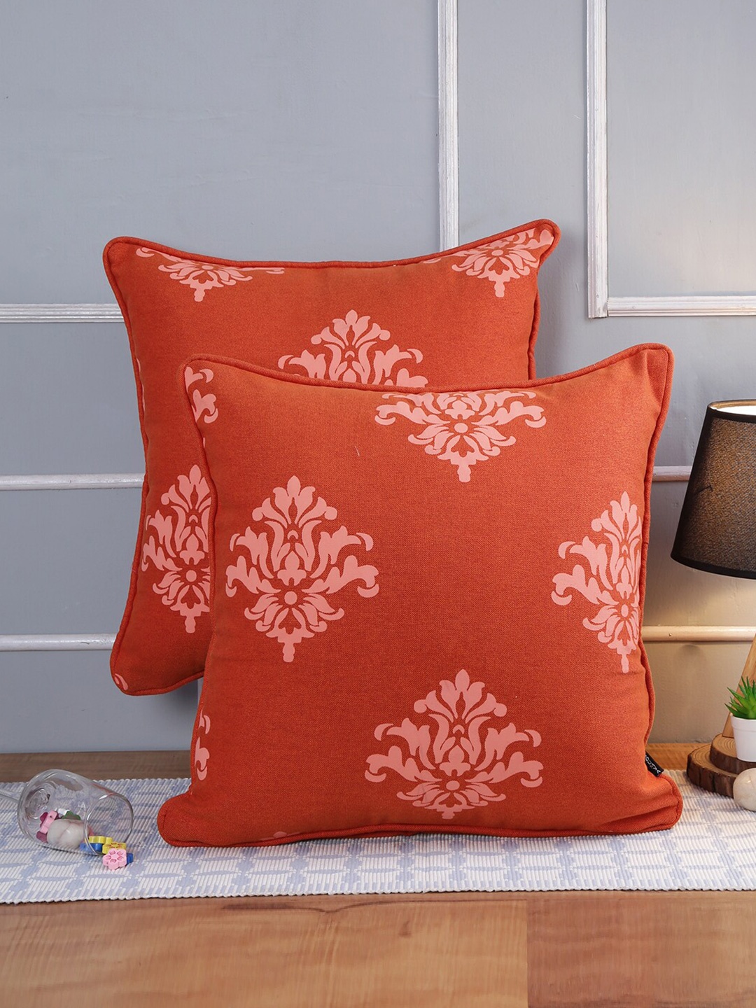 

Soumya Rust 2 Pieces Ethnic Motifs Square Pure Cotton Cushion Covers