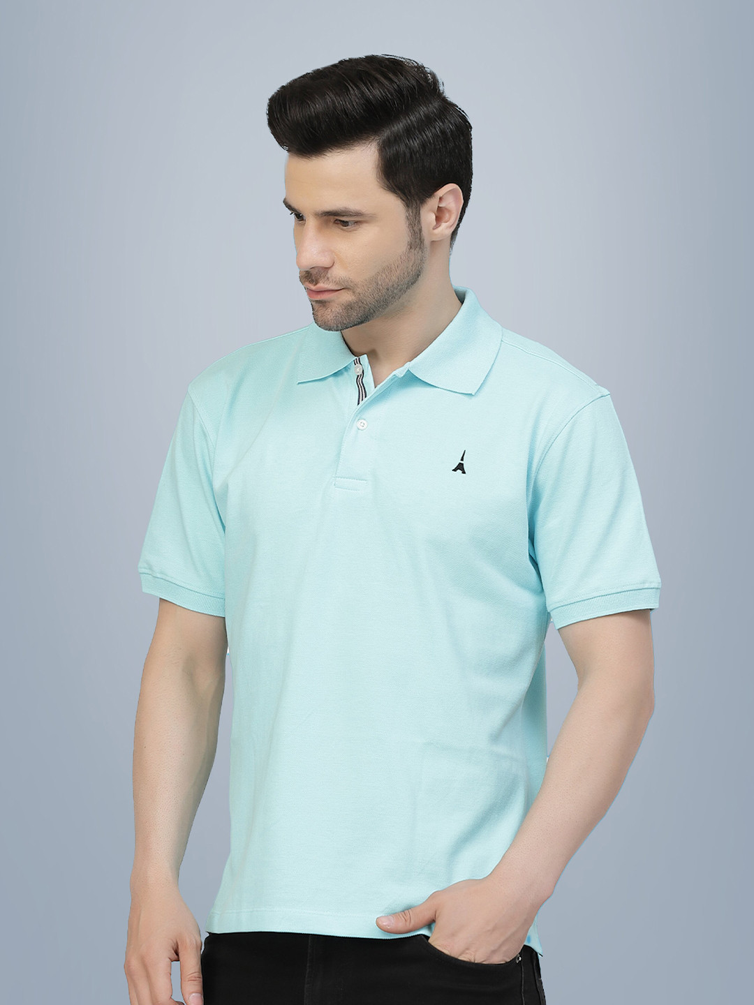 

Gavin Paris Polo Collar Cotton Loose T-shirt, Blue
