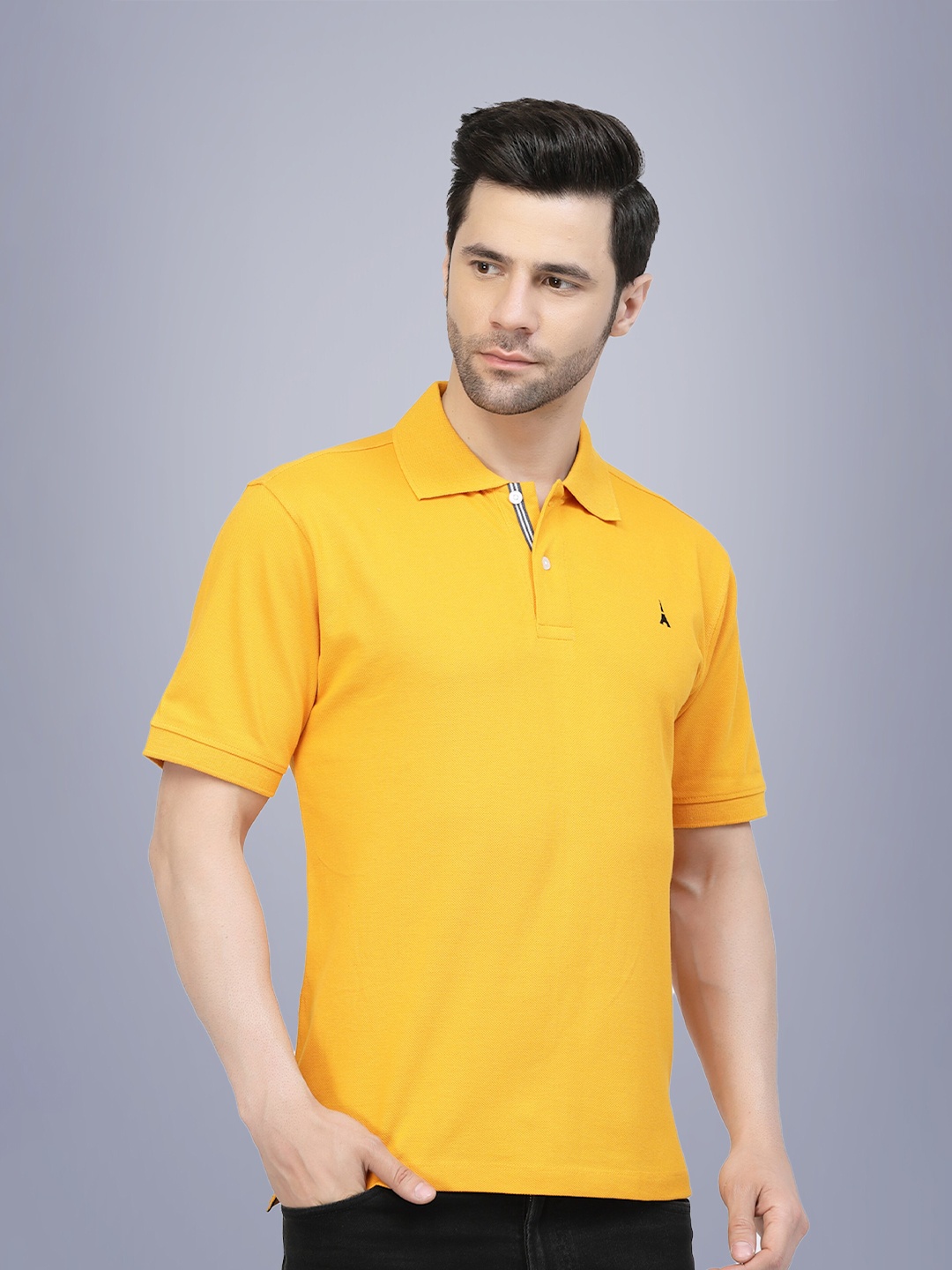 

Gavin Paris Polo Collar Cotton T-shirt, Mustard