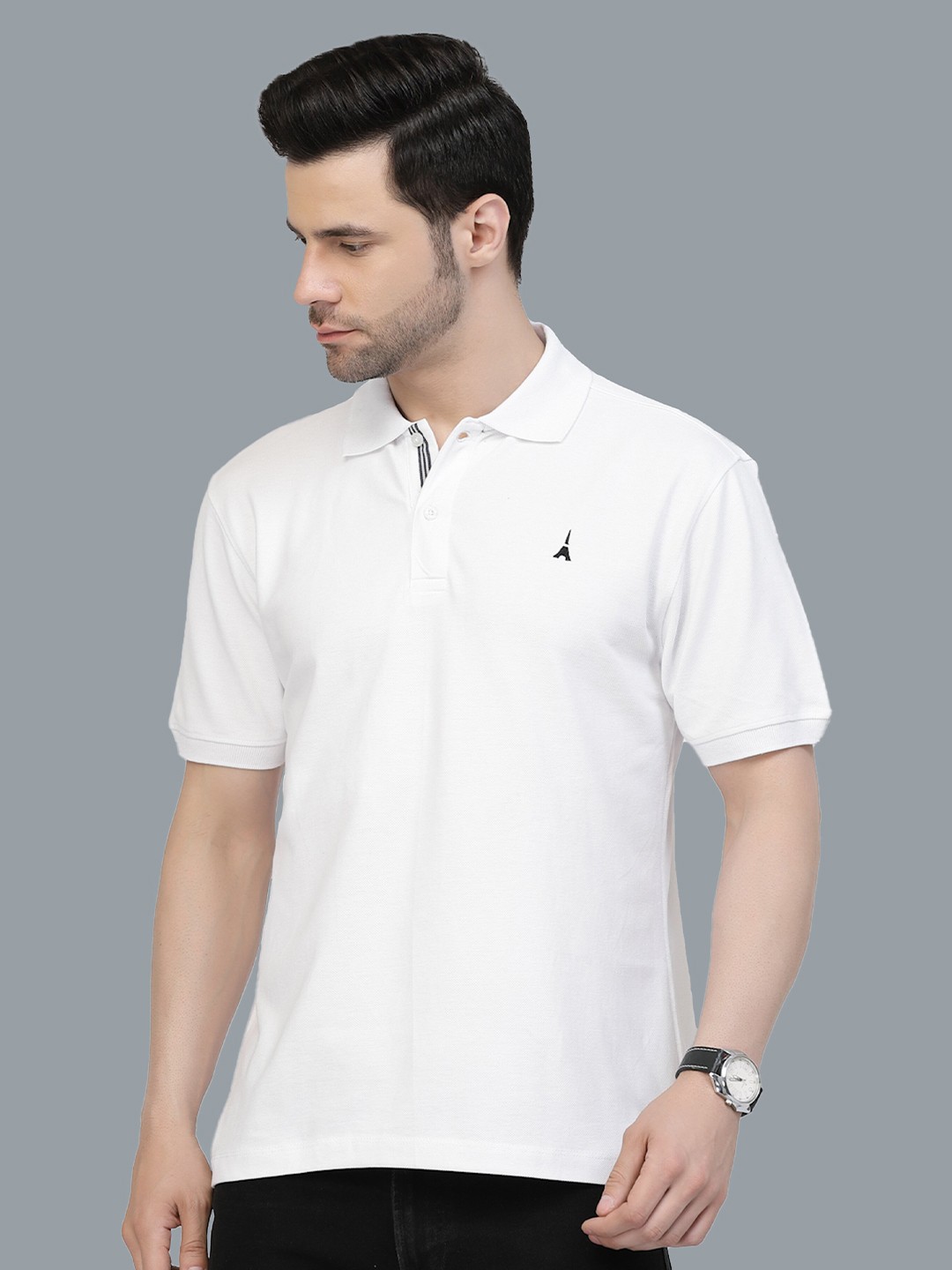 

Gavin Paris Polo Collar Cotton Loose T-shirt, White