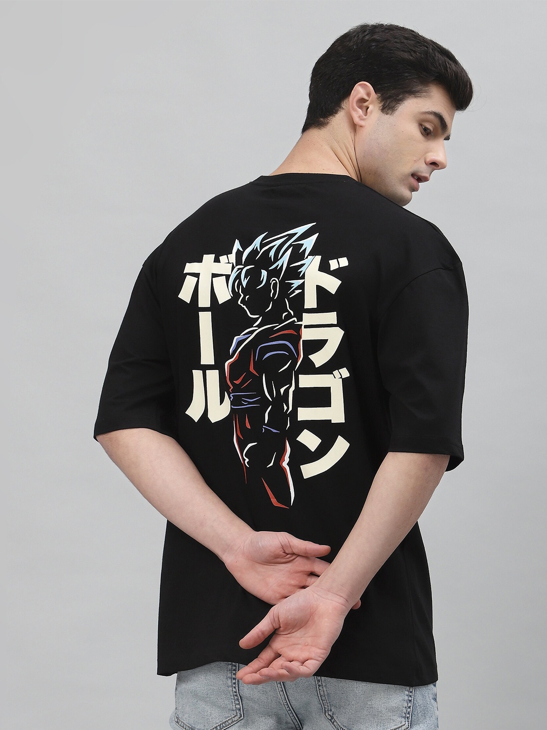 

Gavin Paris Dragon Ball Z Printed Drop Shoulder Cotton Oversize T-shirt, Blue