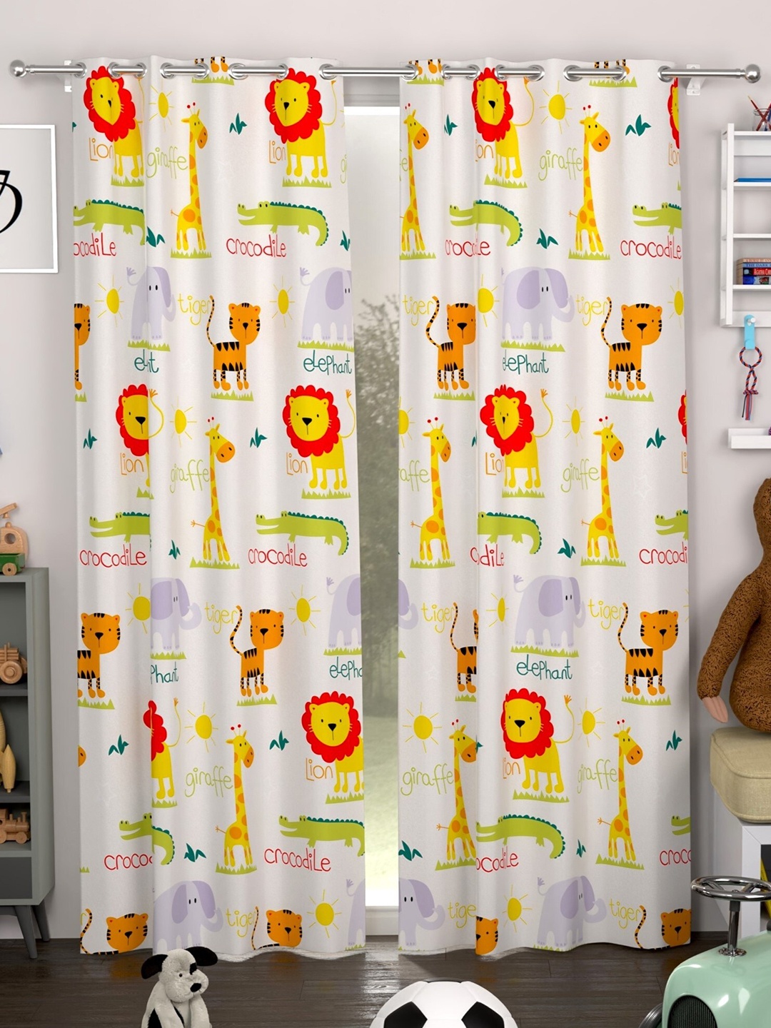 

CHHAVI INDIA Yellow & Yellow 2 Pieces Quirky Printed Sheer Door Curtains