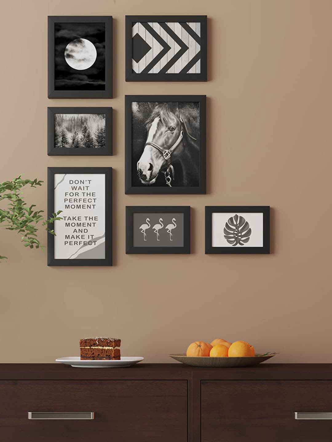 

Art Street Black & White 7 Pieces Dark Horse Painting Wall Arts