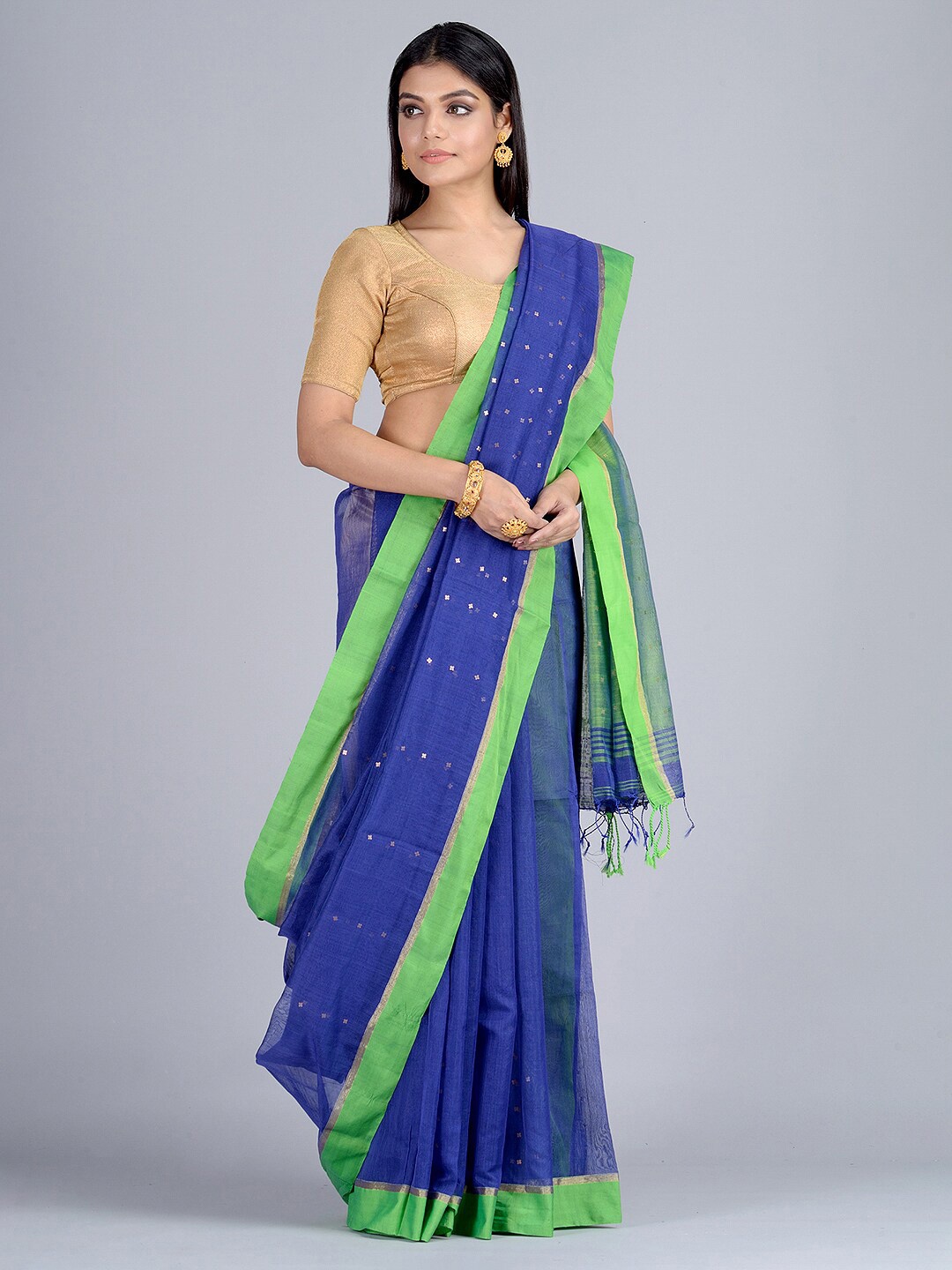 

SAJASAJO Woven Design Zari Saree, Blue
