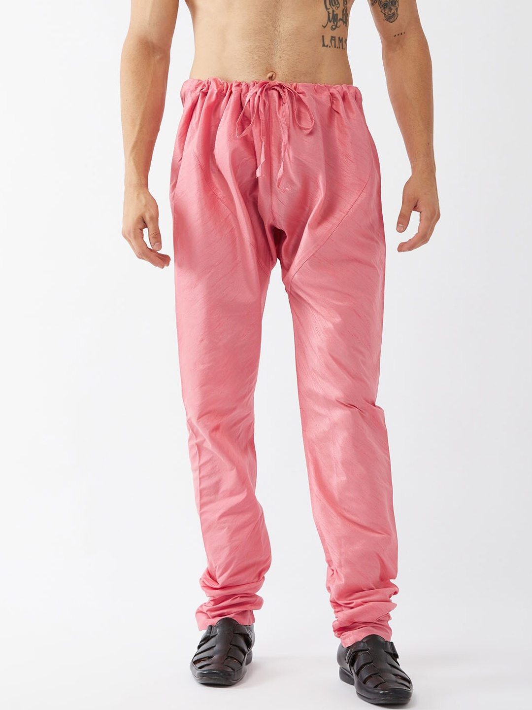 

VASTRAMAY Men Mid-Rise Slim-Fit Churidar, Pink