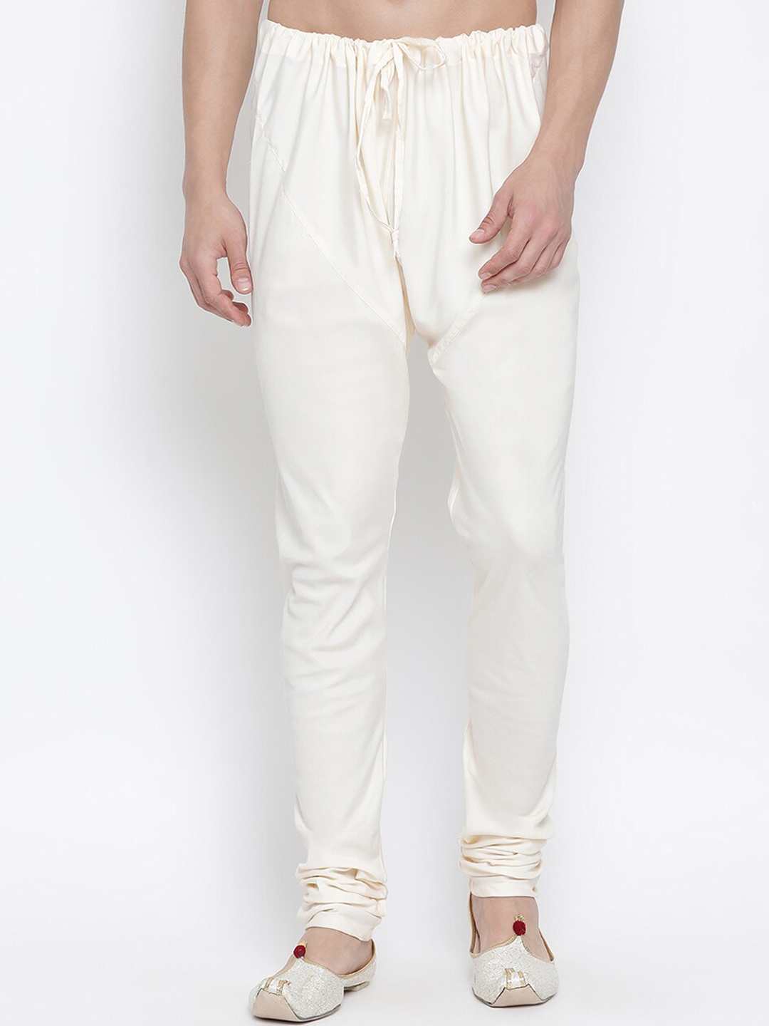 

VASTRAMAY Men Slim Fit Mid-Rise Churidar, Cream
