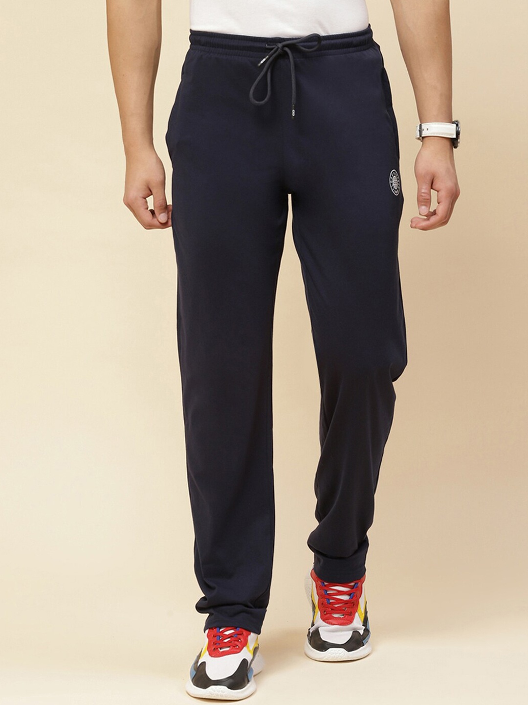 

Cloak & Decker by Monte Carlo Men Mid-Rise Regular Fit Cotton Track Pants, Navy blue
