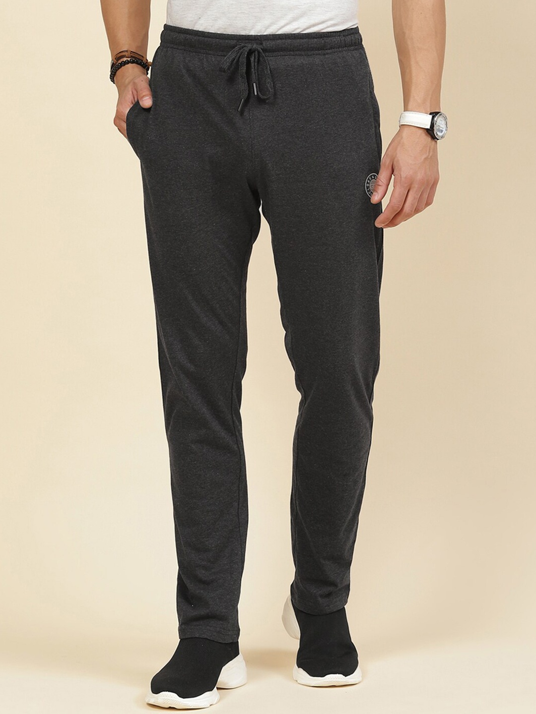 

Cloak & Decker by Monte Carlo Men Mid-Rise Regular Fit Cotton Track Pants, Charcoal