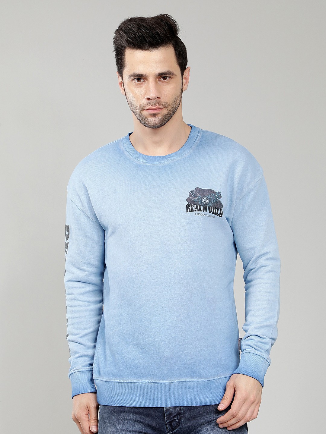 

Nimble Graphic Printed Fleece Sweatshirt, Blue