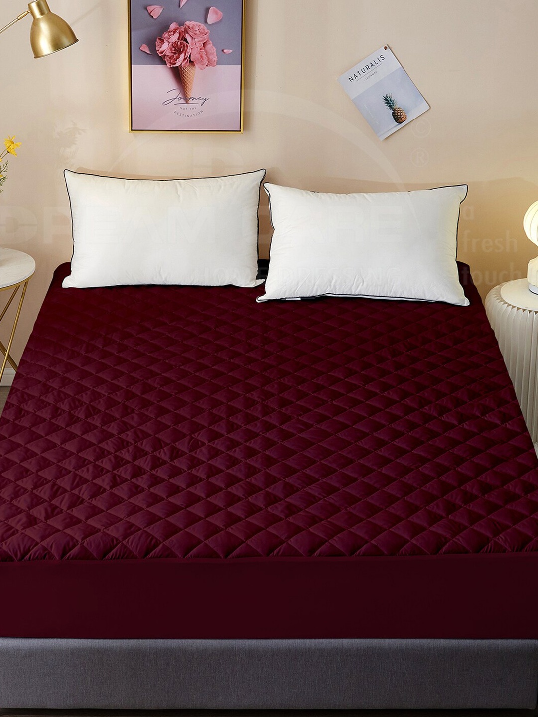 

DREAM CARE Maroon Quilted Water Resistant Single Bed Mattress Protector