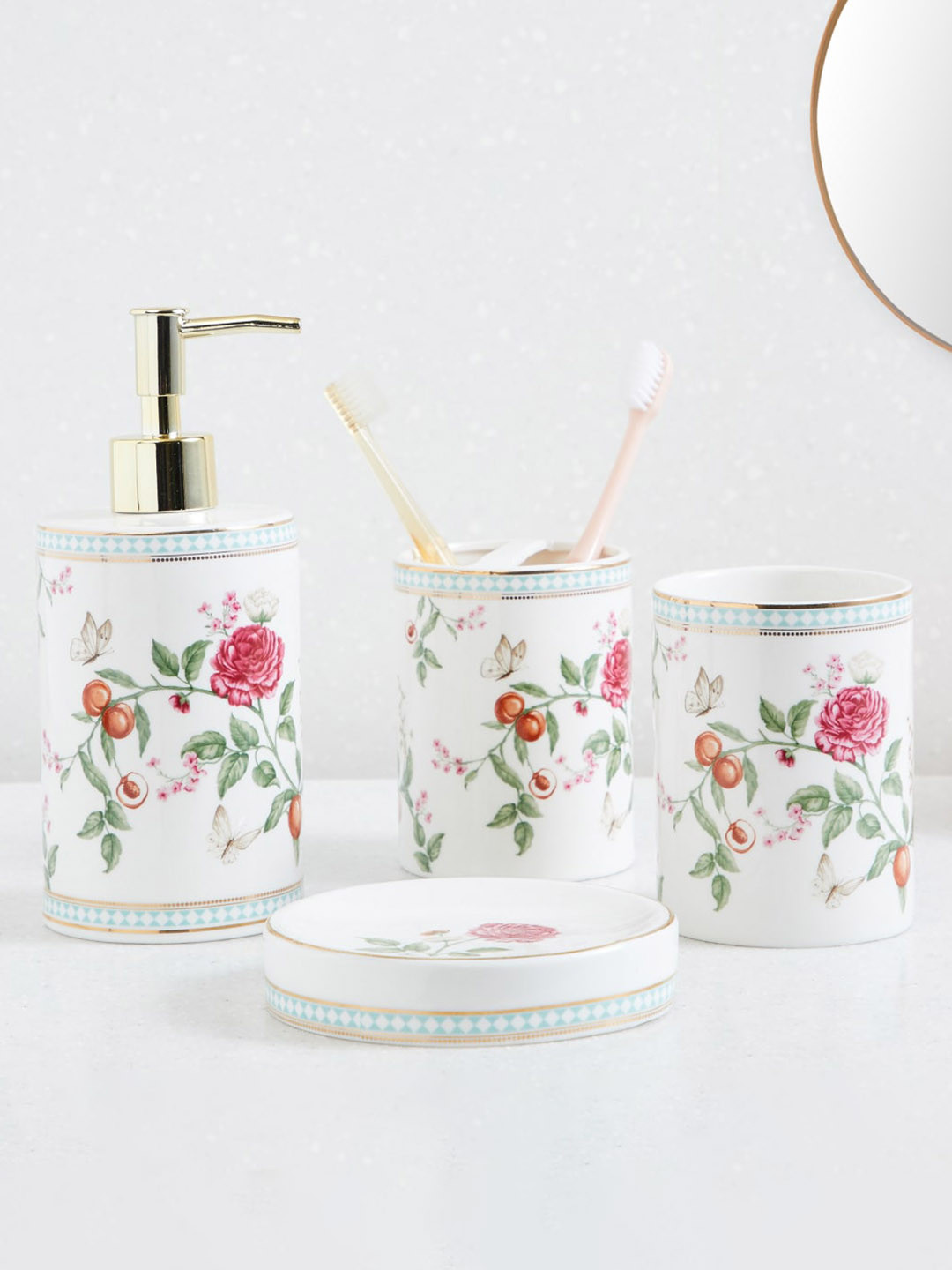 

Home Centre Nova-Hoovu White & Pink Floral Printed Ceramic Soap Dish