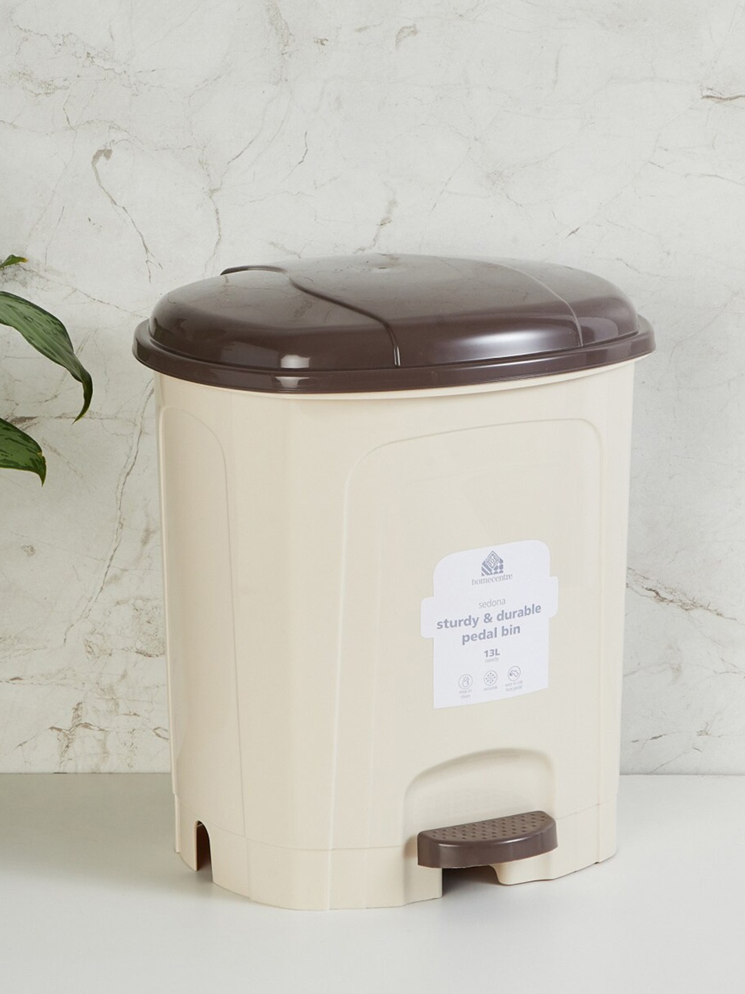 

Home Centre Sedona Capiz Beige Polypropylene Pedal Waste Bin - 13L