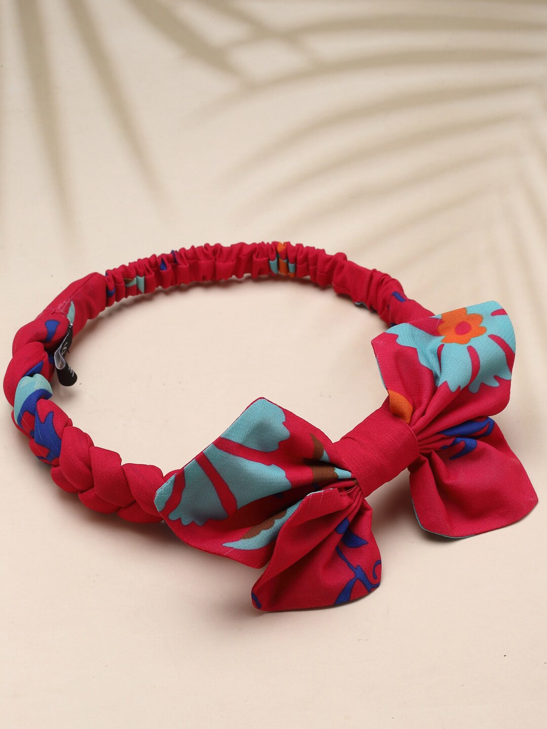 

SHAYE Women Floral Printed Knotted Hairband, Fuchsia