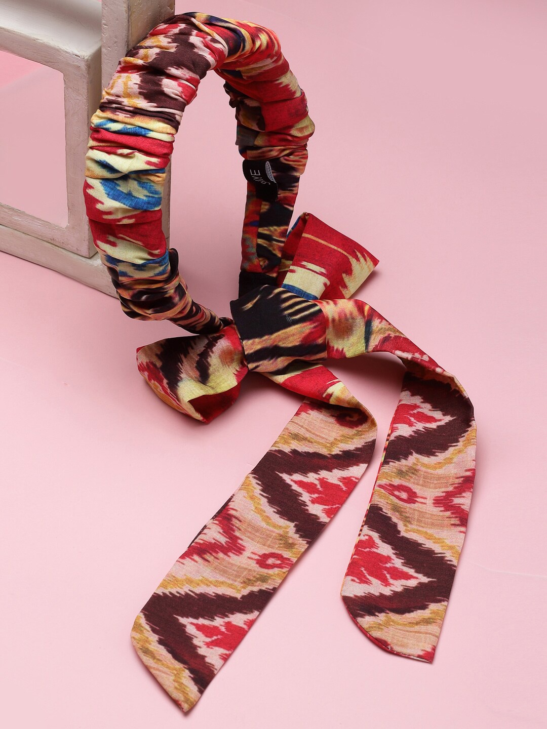 

SHAYE Women Floral Ikat Print Hair Tie Hairband, Red