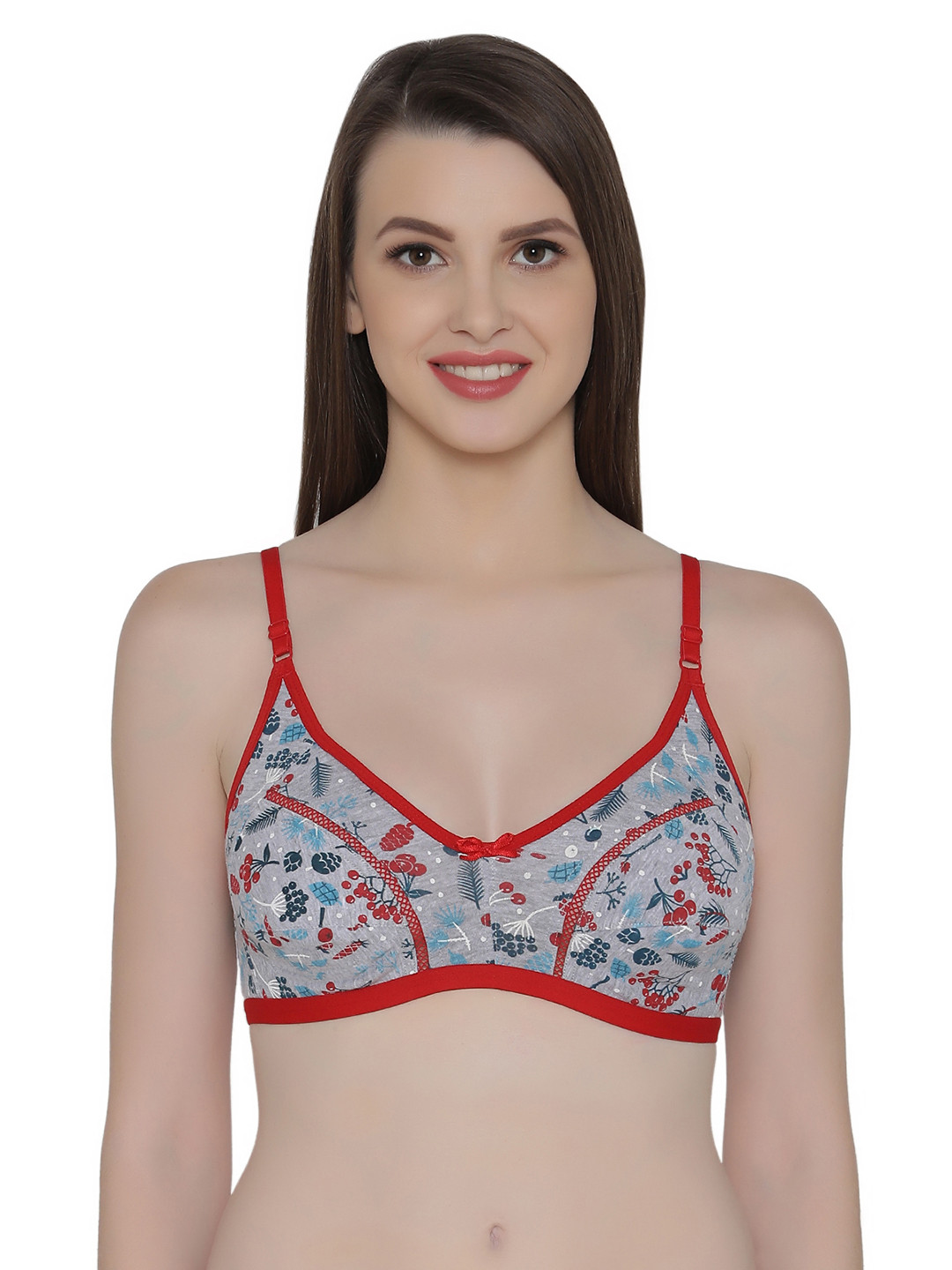 

Clovia Cotton Non-Padded Non-Wired Printed Full Cup Bra, Grey