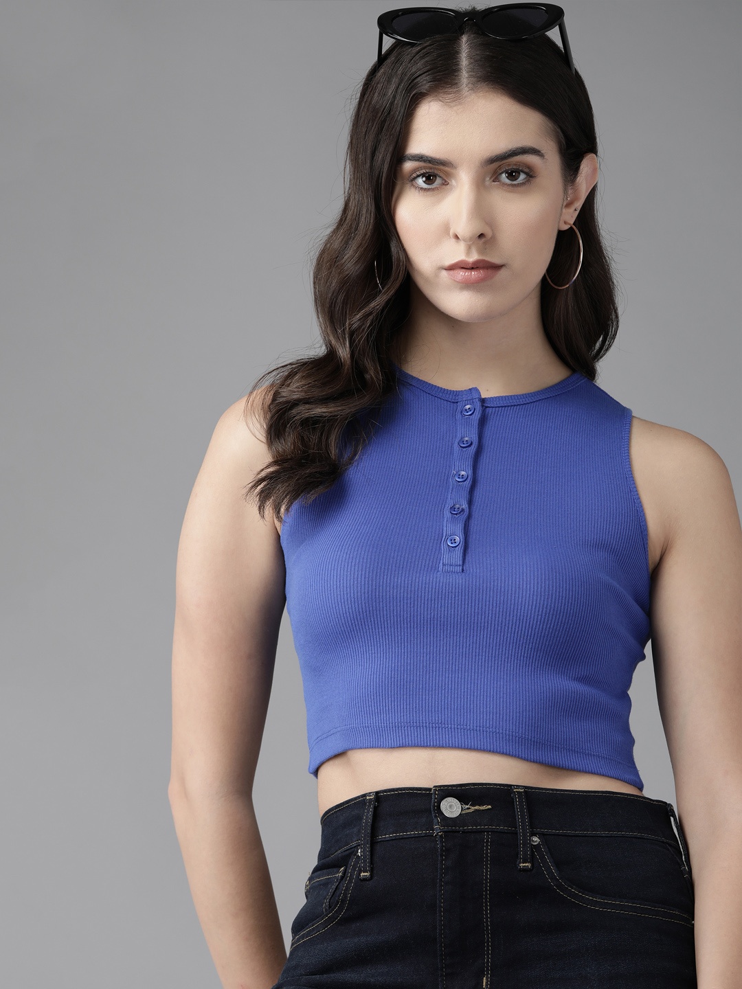 

The Roadster Lifestyle Co. Knitted Henley Neck T-shirt, Blue