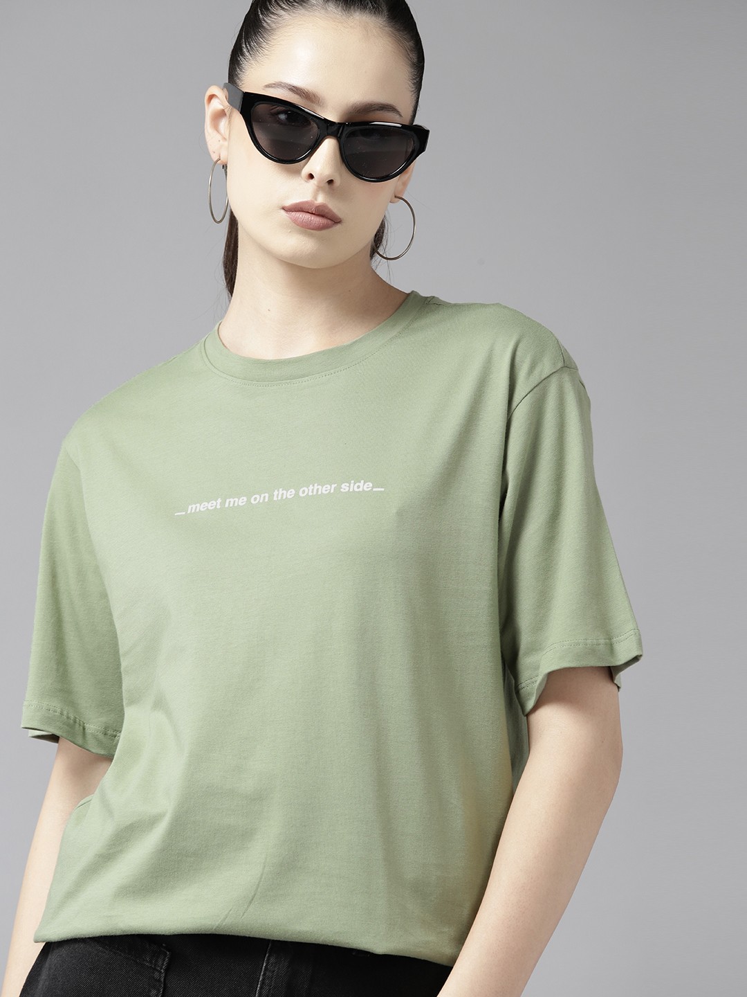 

The Roadster Lifestyle Co. Printed Detail Pure Cotton Oversized T-shirt, Green