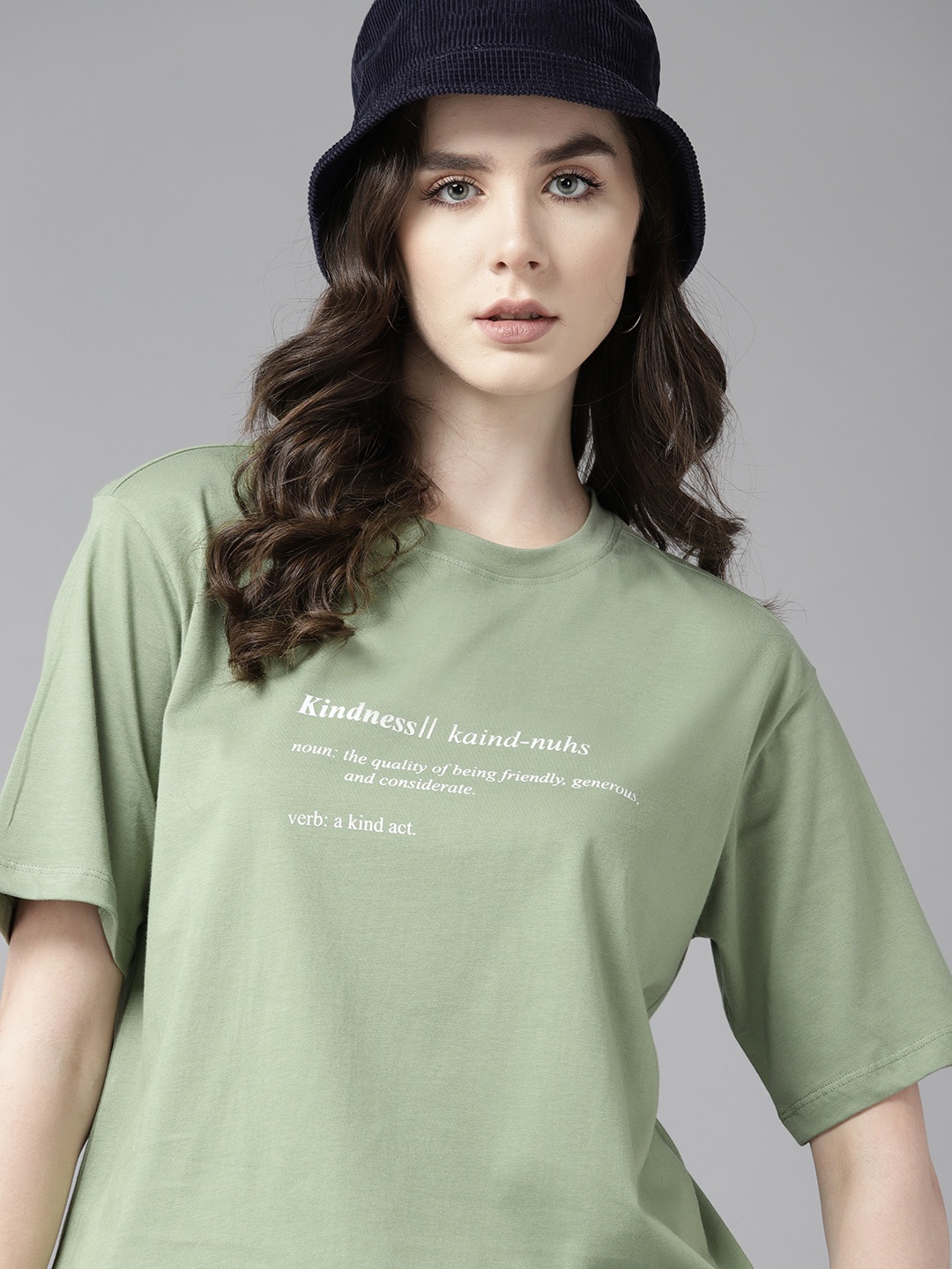 

The Roadster Lifestyle Co. Typography Printed Pure Cotton Oversized T-shirt, Green