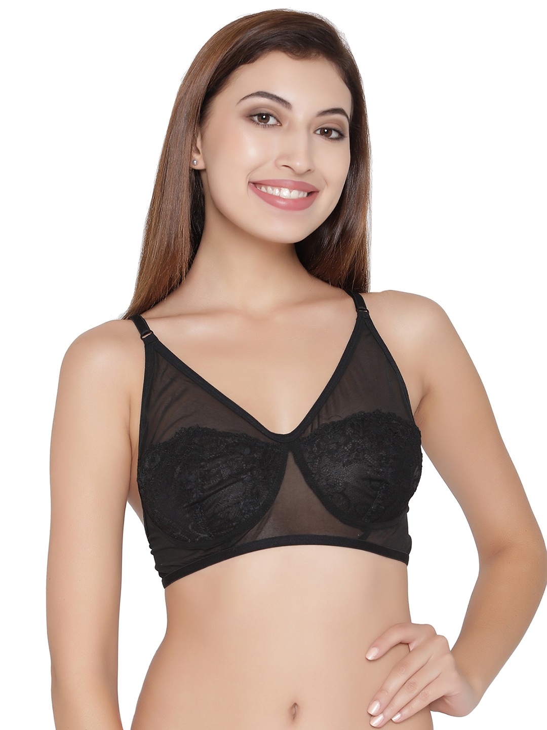 

Clovia Black Self Design Non-Wired Non Padded Everyday Bra