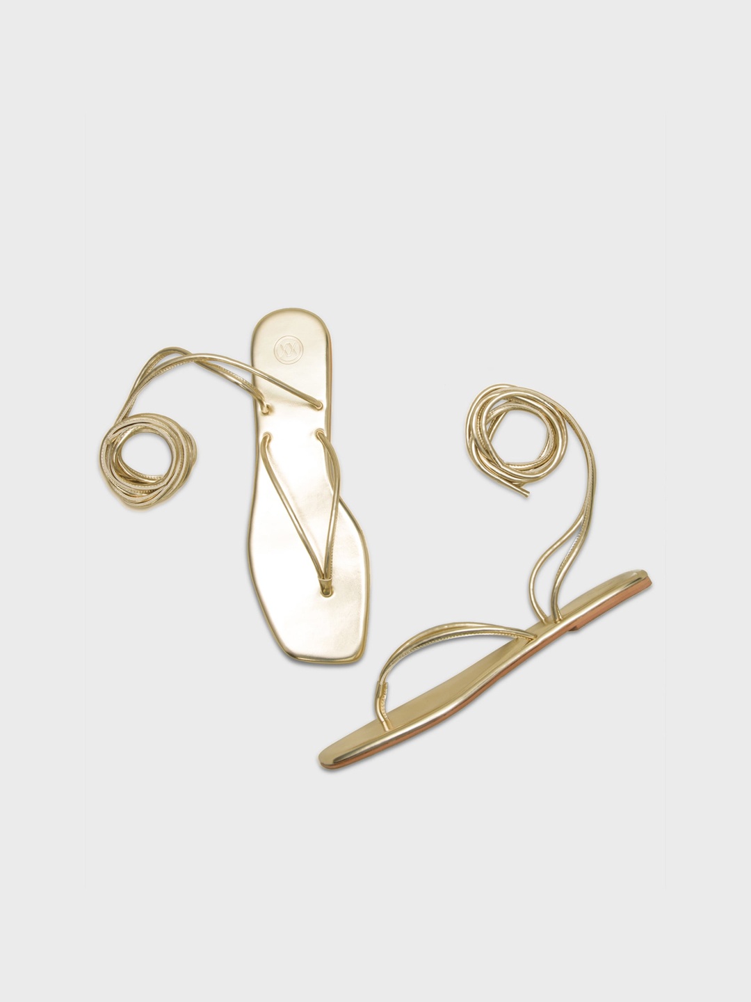 

20Dresses Gold-Toned T-Strap Lace-Ups Gladiators
