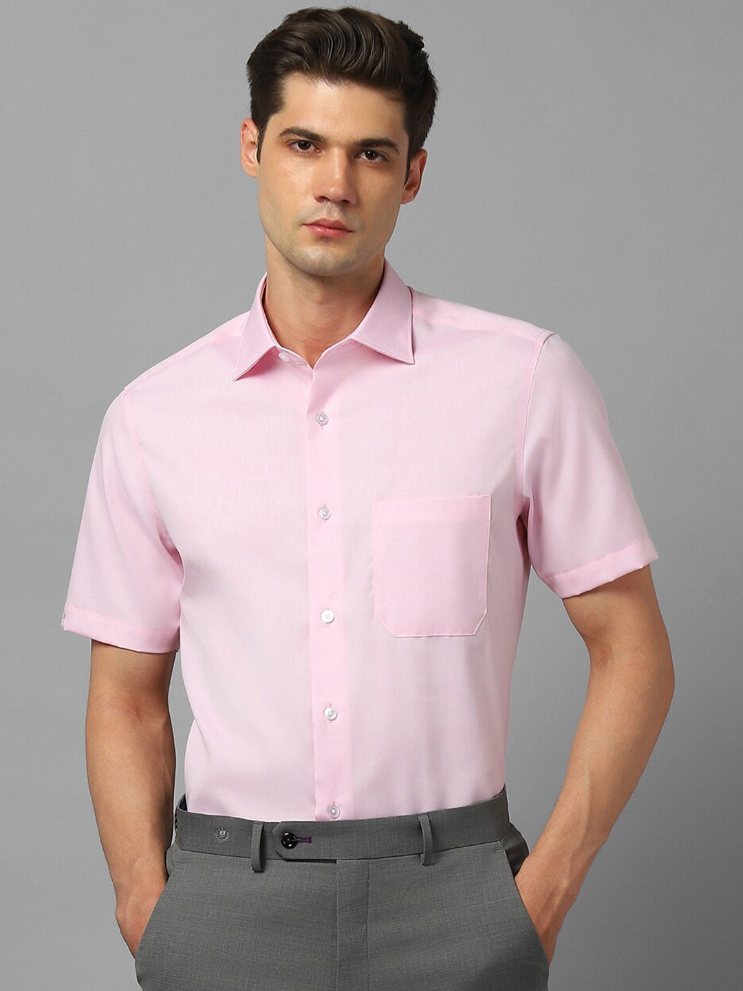 

Louis Philippe Spread Collar Pure Cotton Formal Shirt, Pink