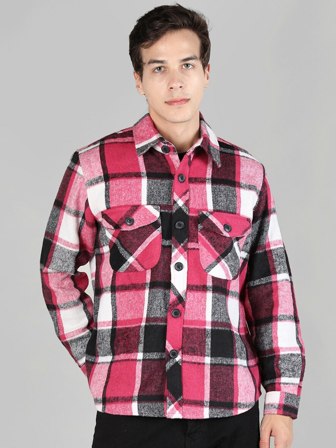 

Dlanxa Tartan Checked Opaque Casual Shirt, Pink