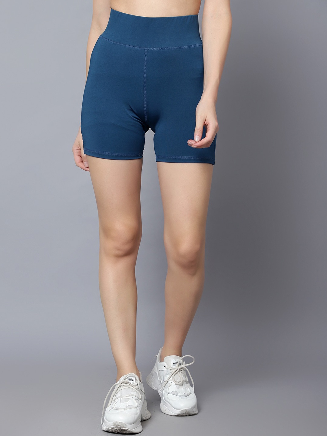 

DIAZ Women Skinny Fit High-Rise Training Or Gym Sports Shorts, Blue
