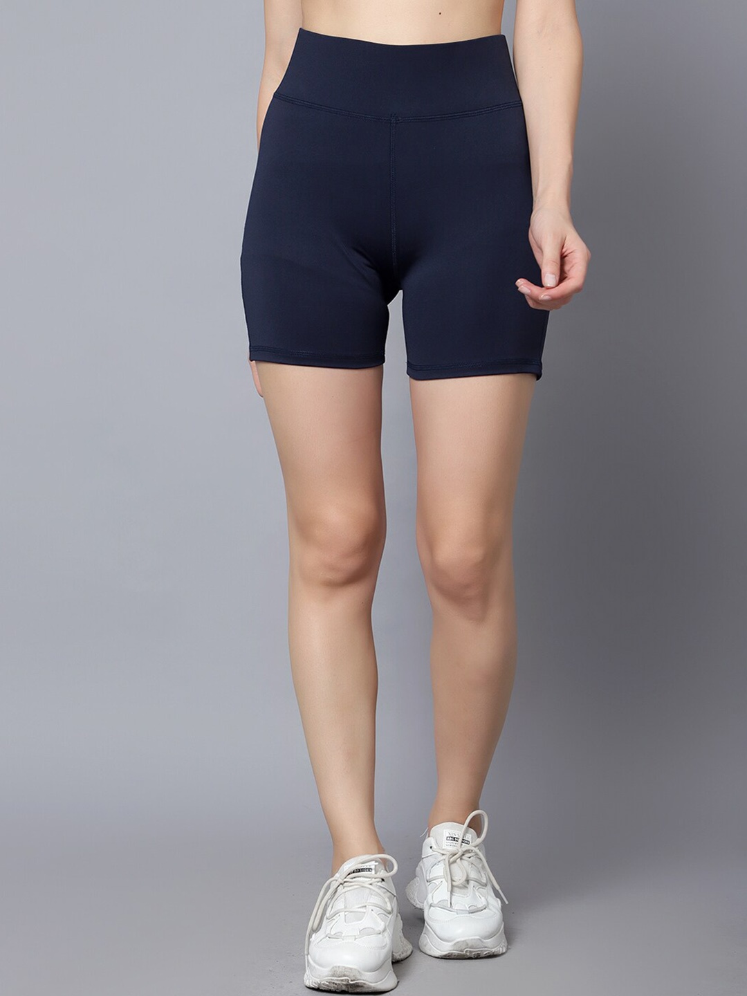 

DIAZ Women Skinny Fit High-Rise Training Or Gym Sports Shorts, Navy blue