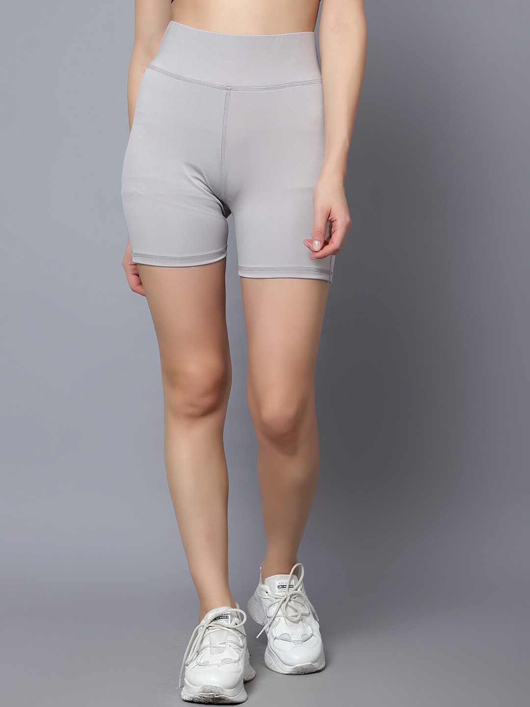 

DIAZ Women Skinny Fit High-Rise Training Or Gym Sports Shorts, Grey