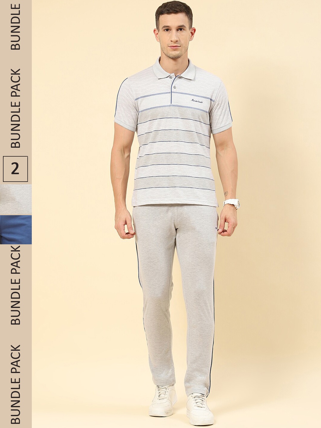 

Monte Carlo Pack Of 2 Striped T-shirt With Trousers & Shorts, White
