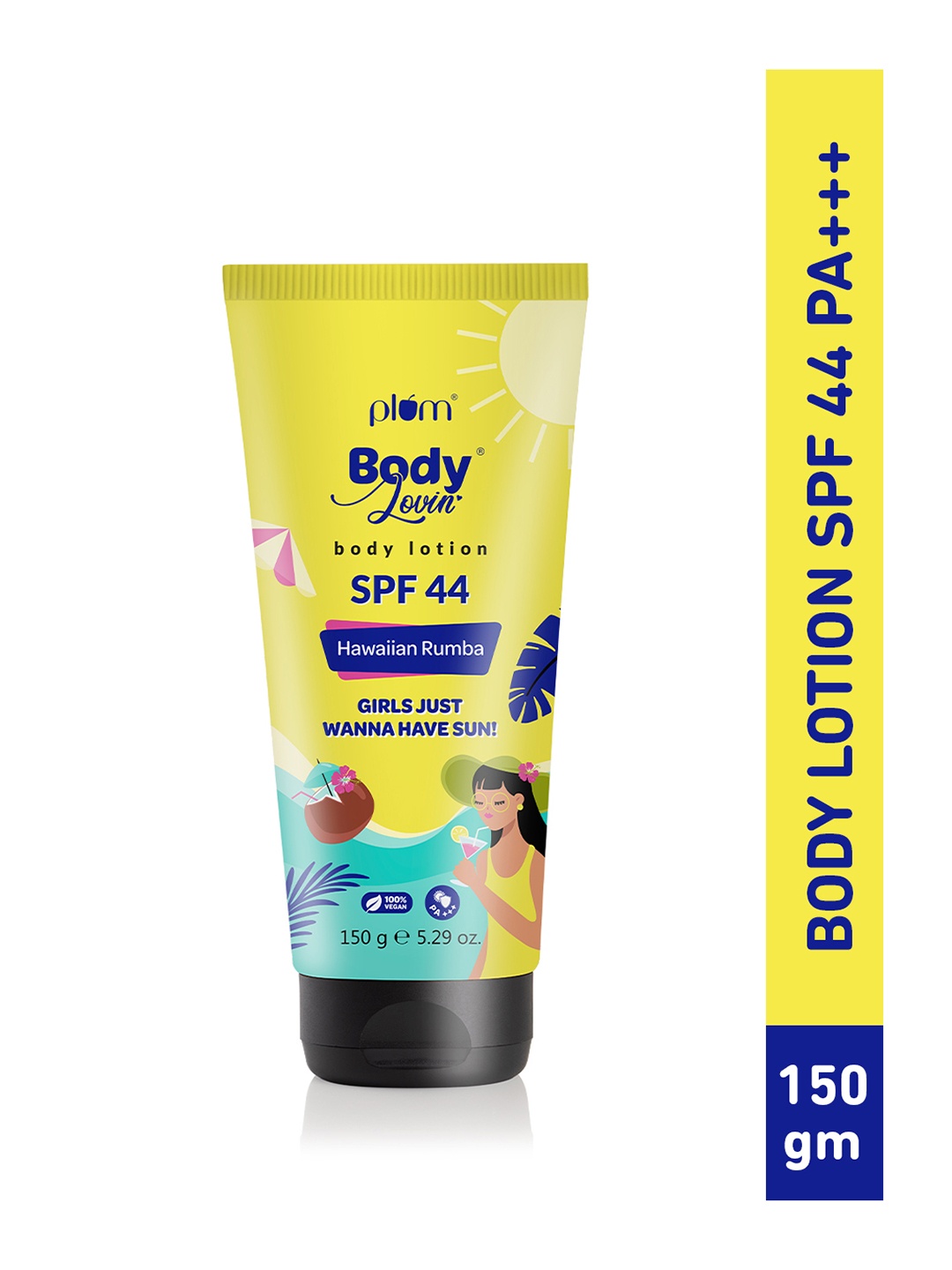 

Plum BodyLovin Hawaiian Rumba Body Sunscreen Lotion With SPF 44 PA+++ - 150 g, Yellow