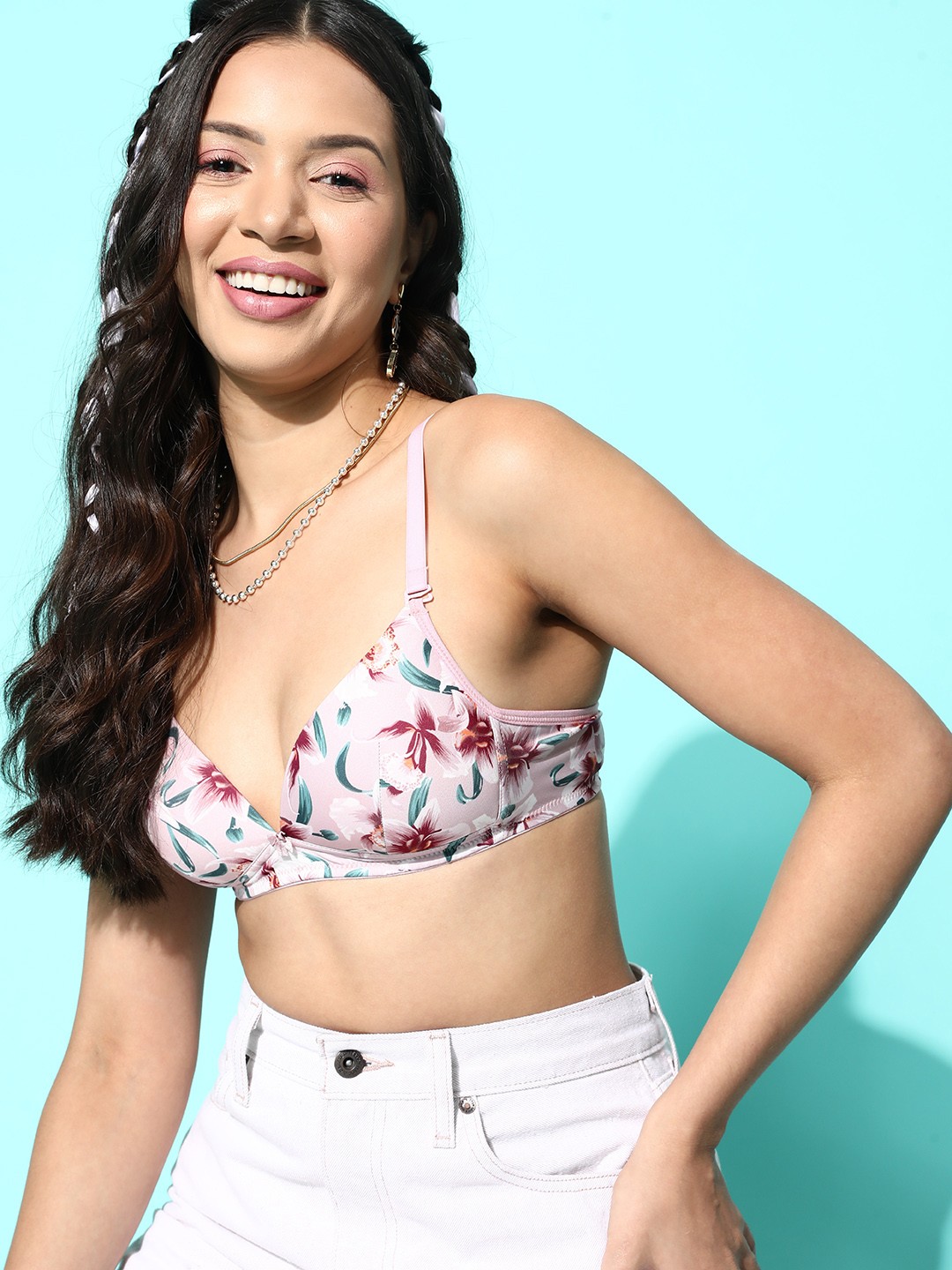 

Leading Lady Floral Bra - Full Coverage Lightly Padded, Pink