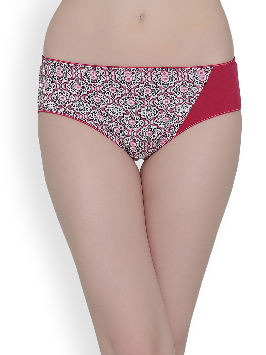 

Clovia Women Pink, White & Black Printed Hipster Briefs PN2049P14S